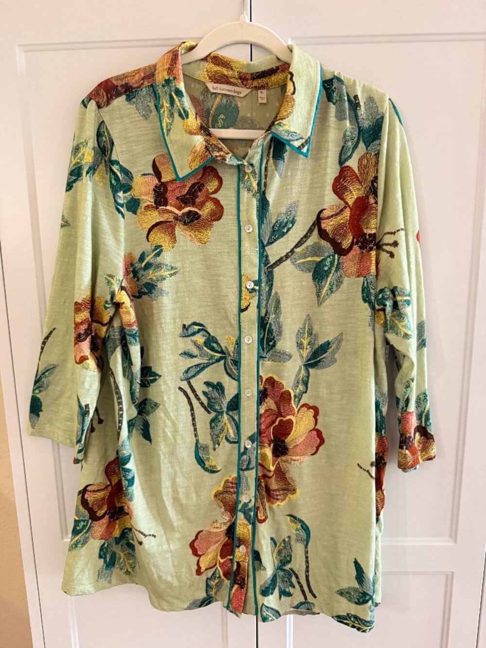 Soft Surroundings Multicolor Floral Blouse, Size XL